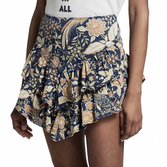 NEW MOTHER FLORAL PRINT RUFFLE MINI SKIRT - Picture 4 of 10